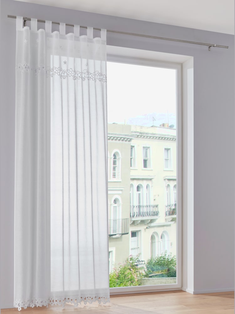 Rideaux lavable en machine, Passants, blanc uni, taille 225x130 cm, helline home - helline