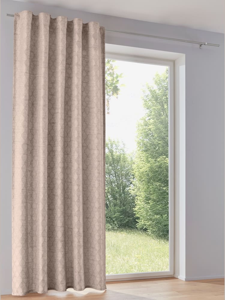 Rideaux, Œillets, couleur : marron clair uni, taille 225x135 cm, marque helline home, 100% polyester - helline