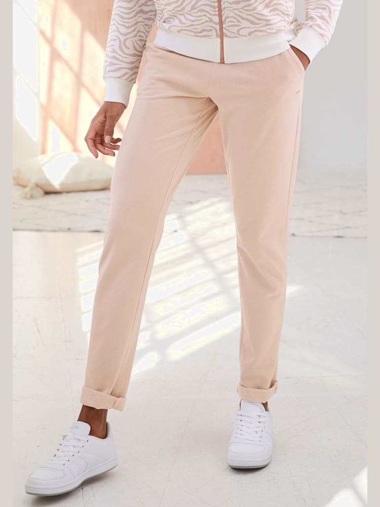 Pantalon détente long et confortable, couleur marron, taille 38/40, marque LASCANA - helline