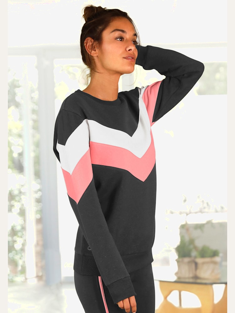 Sweat-shirt pull à rayures, couleur gris, taille 34/36, marque H.I.S - helline
