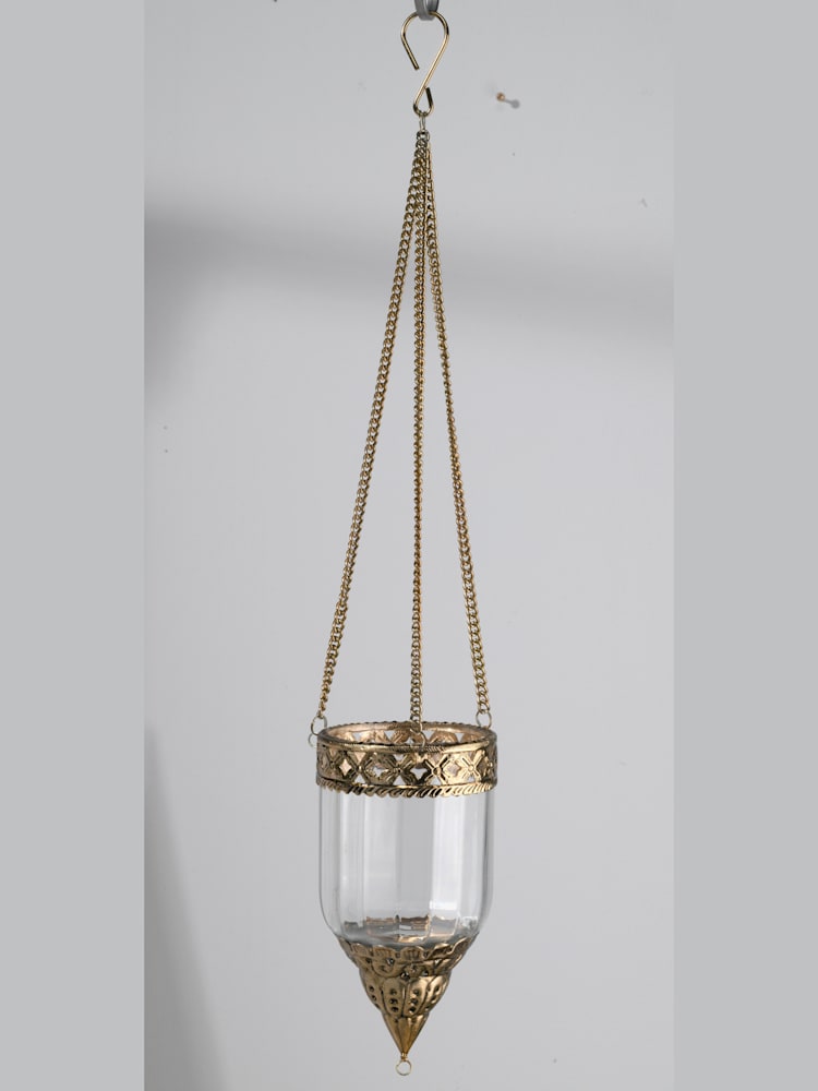 Panier suspendu pendentif en verre, couleur couleur or, taille 19 cm + Ø10,5 cm, marque helline home - helline