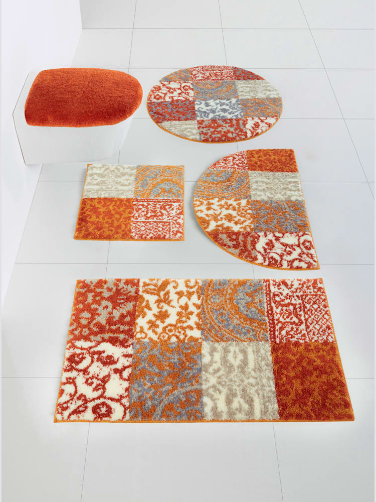 Tapis de bain acrylique, couleur orange, taille 47x50 cm - 45x50 cm, marque helline home - helline