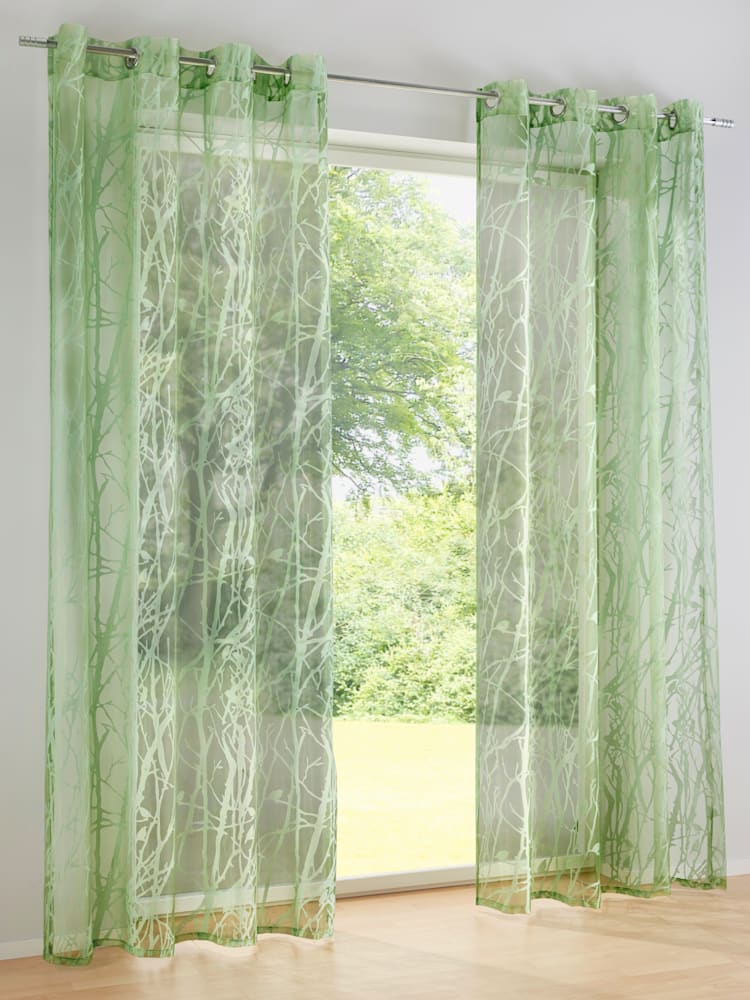 Rideaux 4 longueurs disponibles, Œillets, couleur : vert moyen uni, taille 145x140 cm, marque helline home, 75% viscose;25% polyester - helline