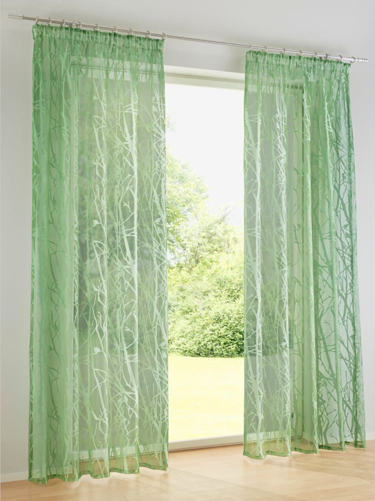 Rideaux 4 longueurs disponibles, Passants, couleur : vert moyen uni, taille 225x140 cm, marque helline home, 75% viscose;25% polyester - helline