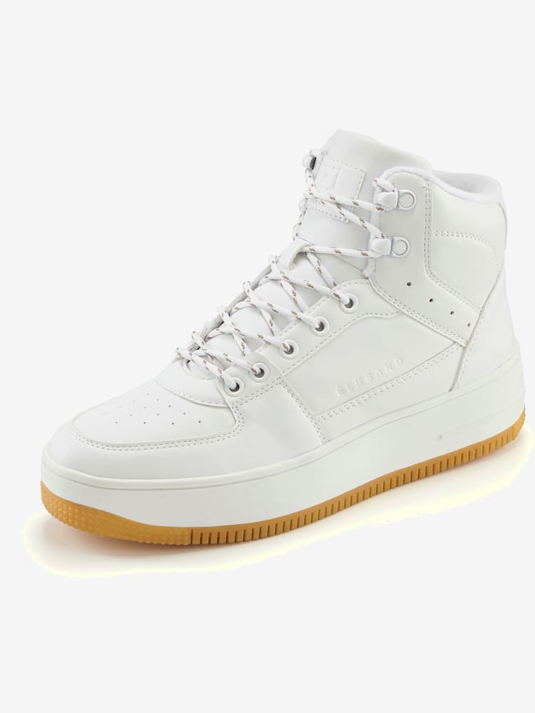 Baskets sneakers montantes avec doublure douce et agréable, couleur blanc, taille 39, marque Elbsand - helline