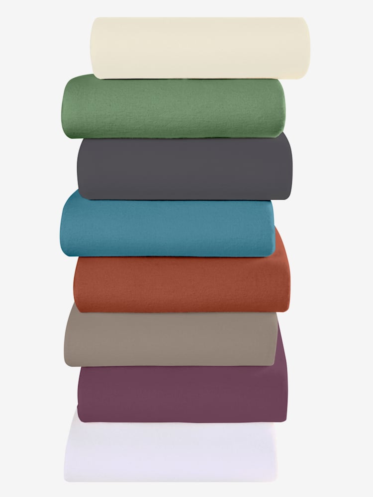 Drap-housse pour matelas hauts jusqu'à 32 cm, Flanelle fine, couleur : orange moyen uni, taille 180x200 cm, marque Dormisette, 100% coton - helline