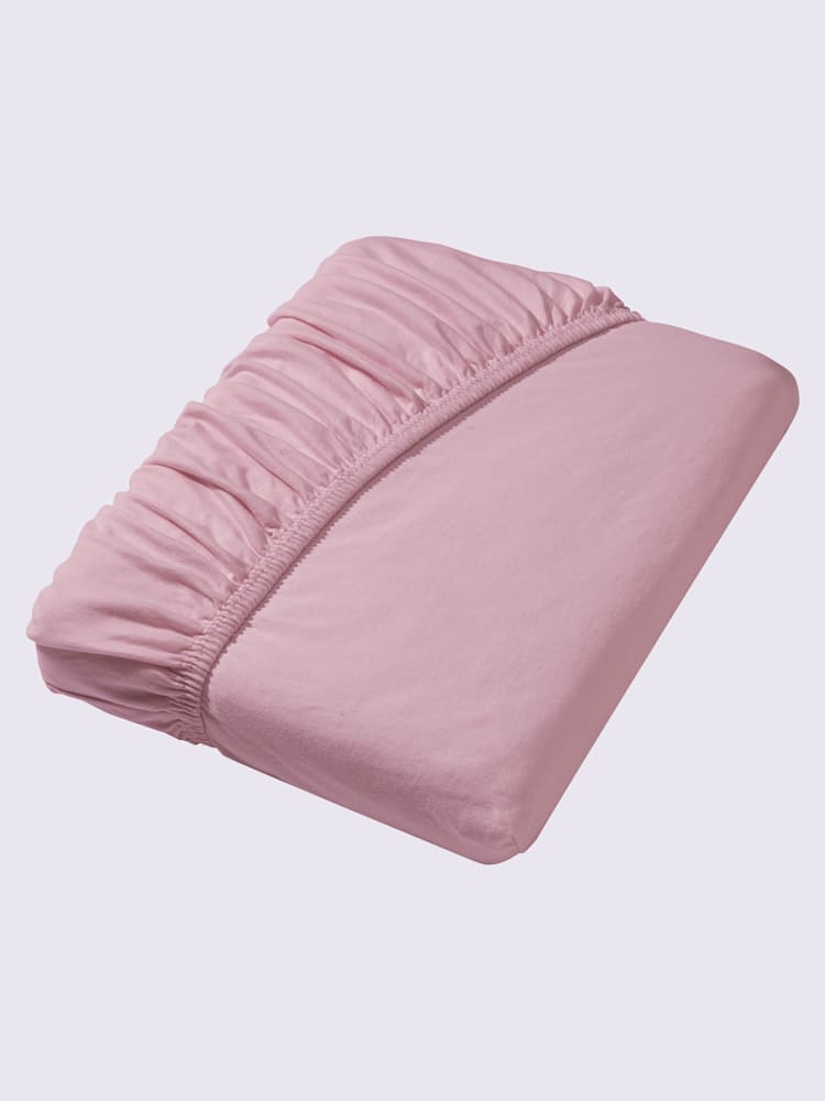 Drap-housse jersey fin maco à repassage superflu, Jersey maco, couleur : rose clair uni, taille 1 pièce 90x190 - 100x200 cm, marque Estella, 100%