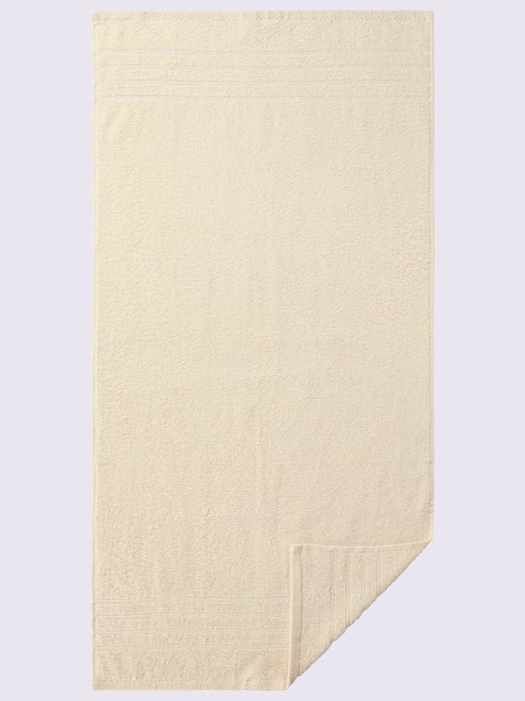 Serviette, Lot économique 3 pièces : 2 serviettes, 1 Serviette de douche, couleur : couleur ivoire clair uni, taille 0, marque wäschepur, 100% coton -