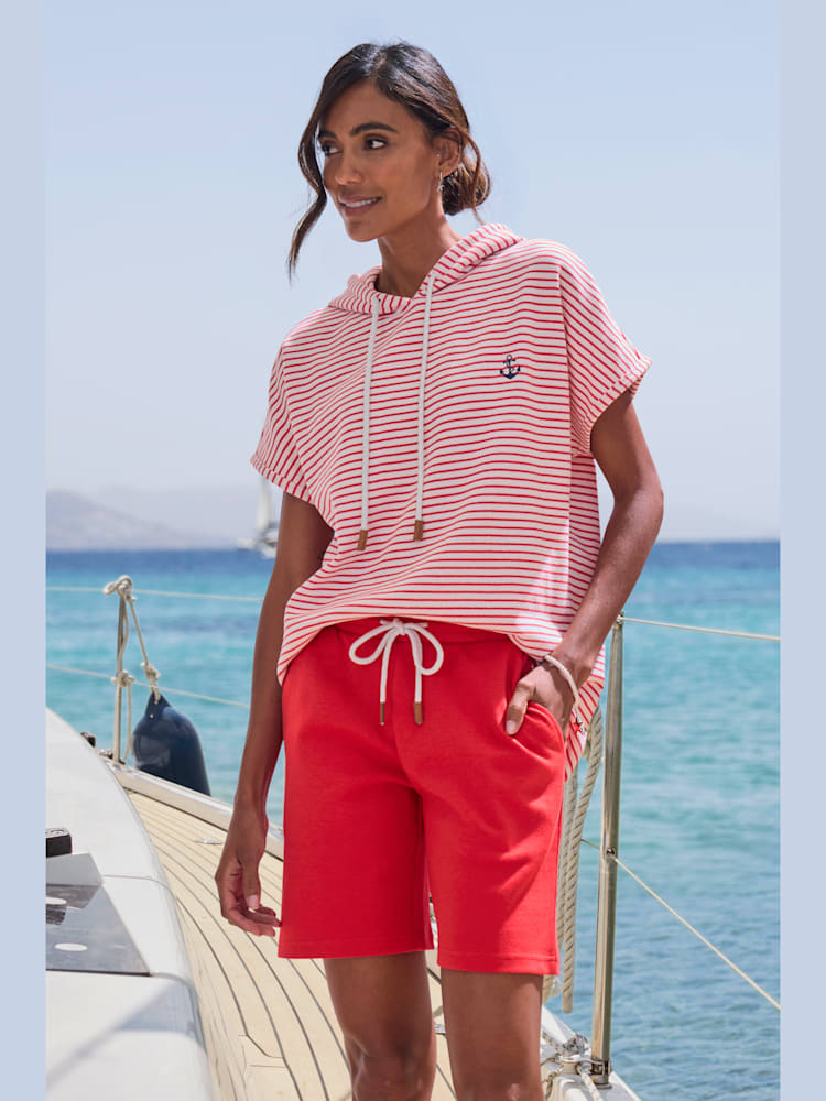 Sweat-shirt t-shirt à capuche, couleur rouge, taille 50/52, marque H.I.S - helline