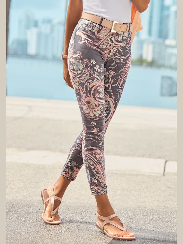 Jegging 7/8 coupe étroite, couleur noir, taille 46, marque LASCANA - helline