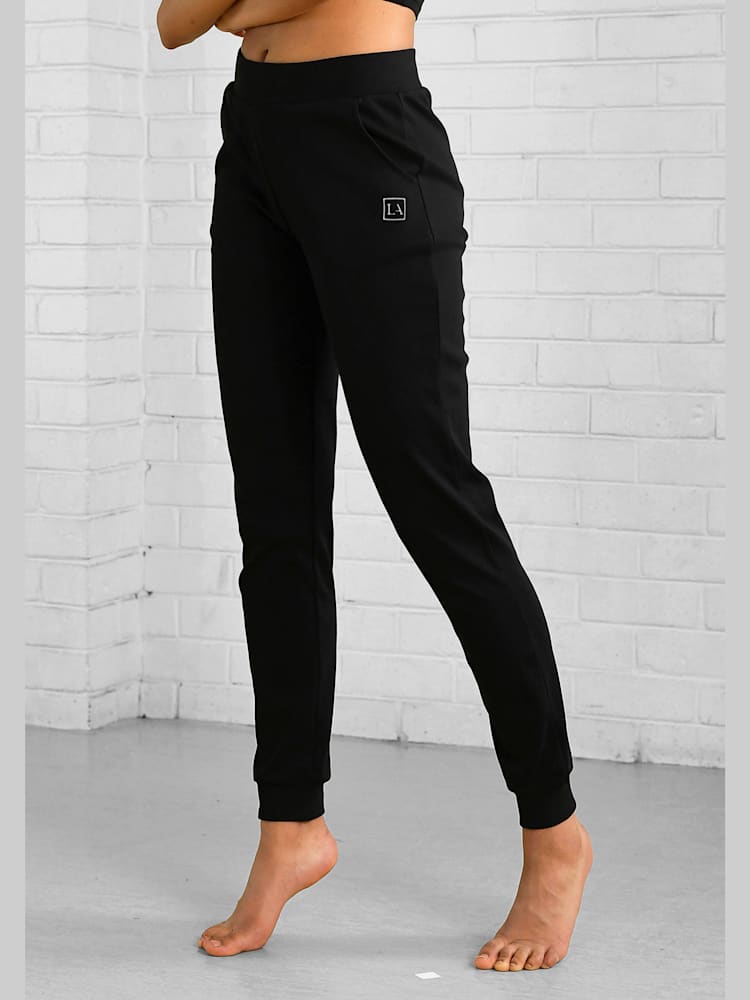 Pantalon de jogging athleleisure, logo imprimé, couleur noir, taille 46/48, marque LASCANA ACTIVE - helline