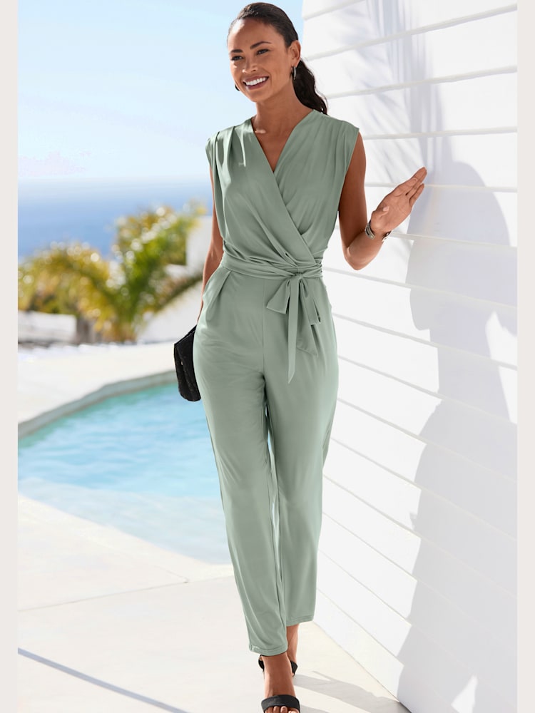 Combinaison larges bretelles, couleur vert, taille 38, marque LASCANA - helline