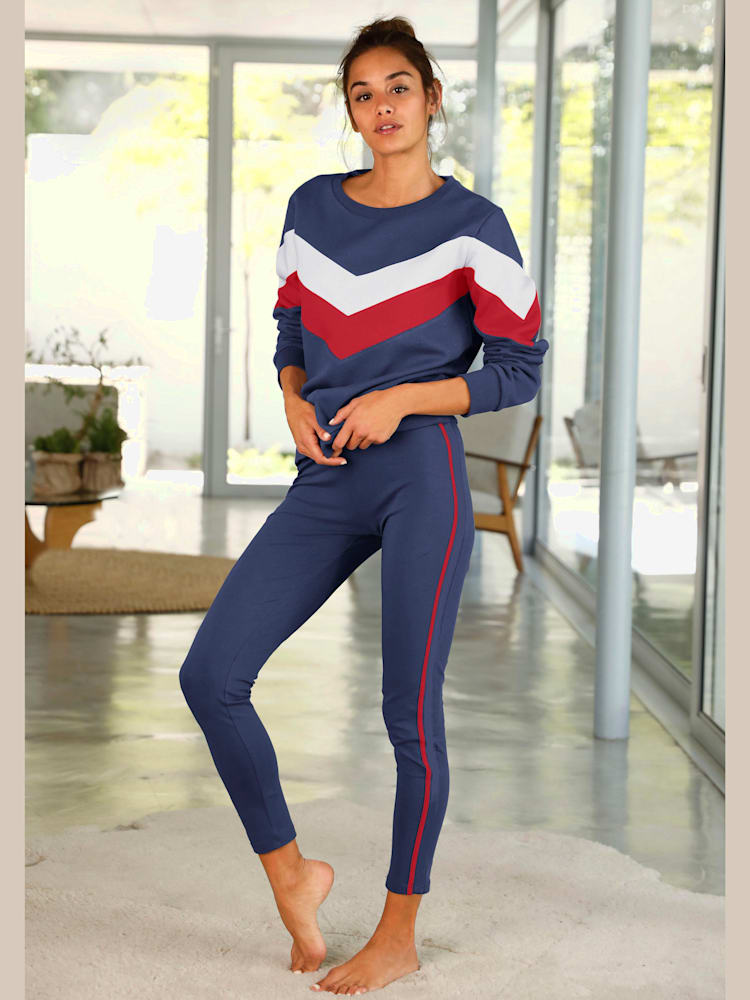 Sweat-shirt pull à rayures, couleur bleu, taille 46/48, marque H.I.S - helline