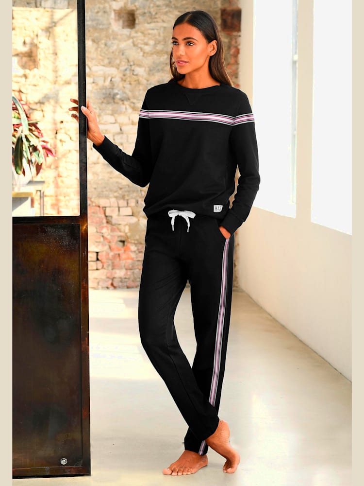 Sweater sweatshirt à rayures, couleur noir, taille 38/40, marque H.I.S - helline