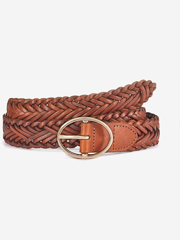 Ceinture en cuir forme personnalisée grâce à l'aspect tressé, couleur : marron moyen uni, taille 90, marque LASCANA, 100% cuir - helline