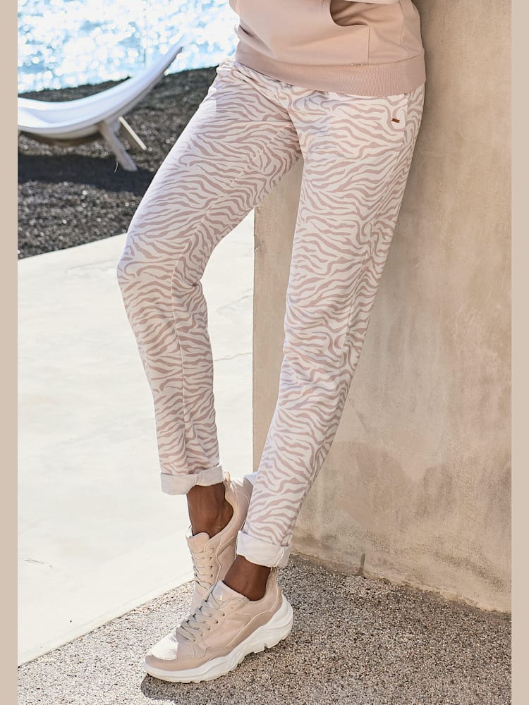 Pantalon détente long et confortable, couleur marron, taille 46/48, marque LASCANA - helline