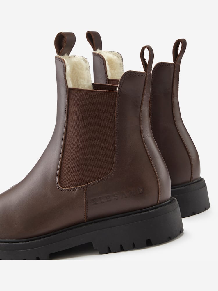 Bottines d'hiver en cuir de qualité avec doublure chaude toute douce, couleur marron, taille 37, marque Elbsand - helline