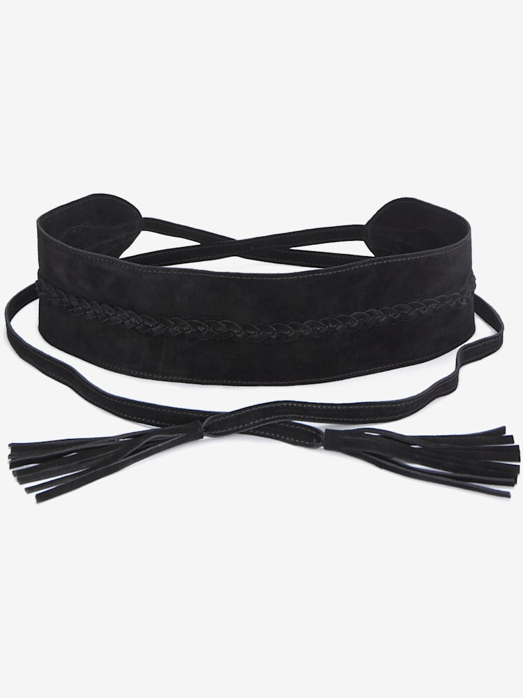 Ceinture tendance en cuir velours doux de qualité, couleur noir, taille L, marque LASCANA - helline