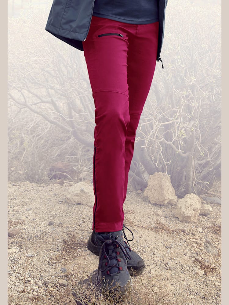 Pantalon de trekking pantalon de randonnée sportif en matière élastique, couleur rouge, taille 42, marque LASCANA ACTIVE - helline
