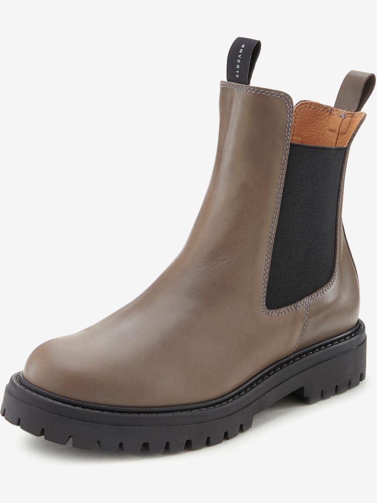 Bottines chelsea tendance en cuir de qualité, très confortables, marron moyen uni, taille 43, Elbsand - helline
