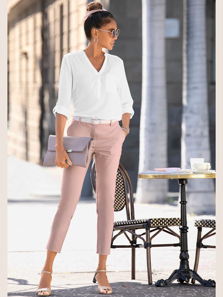 Pantalon chino idéal pour les loisirs et le travail, couleur rose, taille 46, marque LASCANA - helline