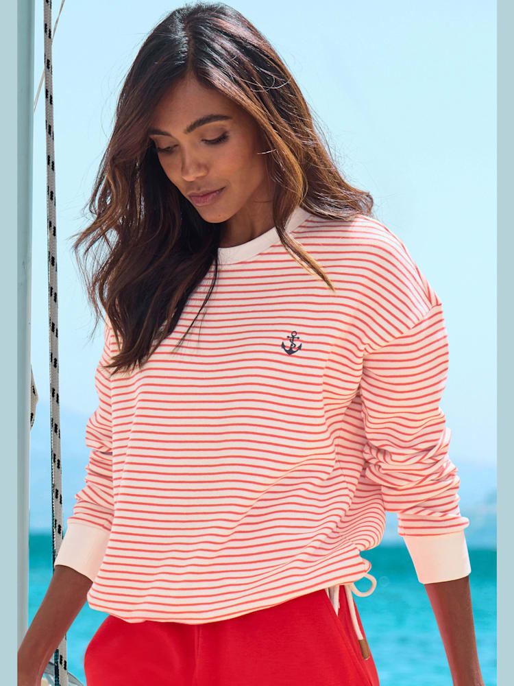 Sweatshirt rayé, couleur rouge, taille 50/52, marque H.I.S - helline