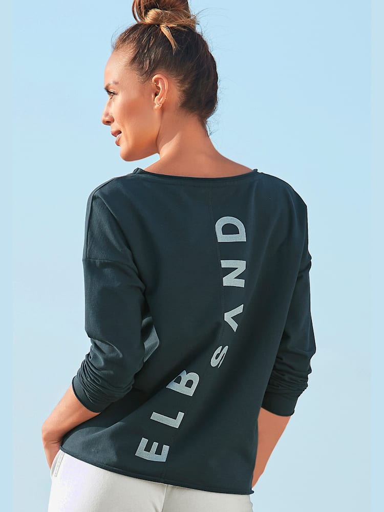 Sweat-shirt encolure ronde, couleur bleu, taille M (40), marque Elbsand - helline