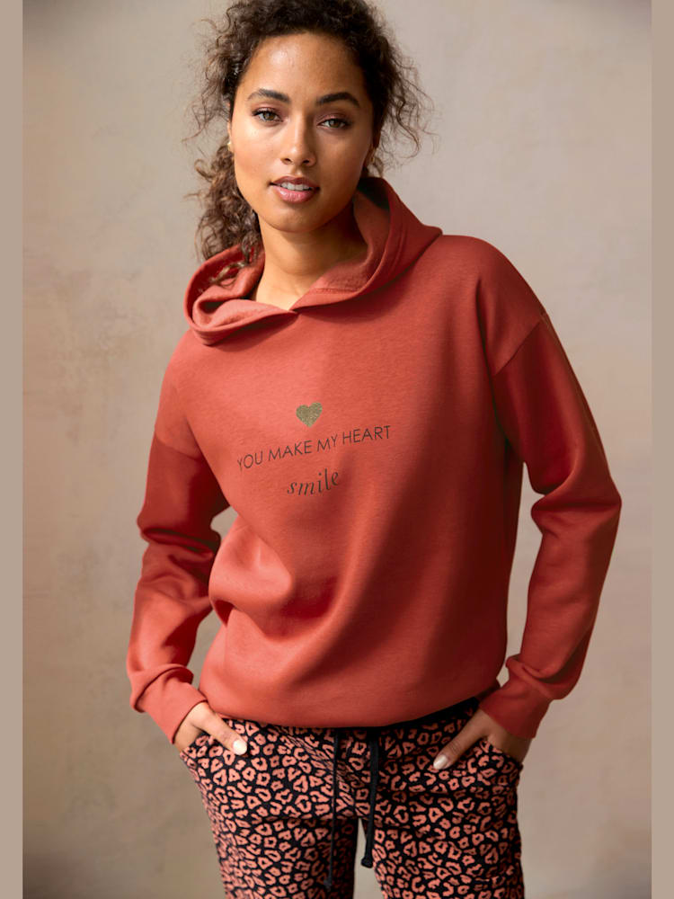 Sweat à capuche, couleur marron, taille 46/48, marque LASCANA - helline