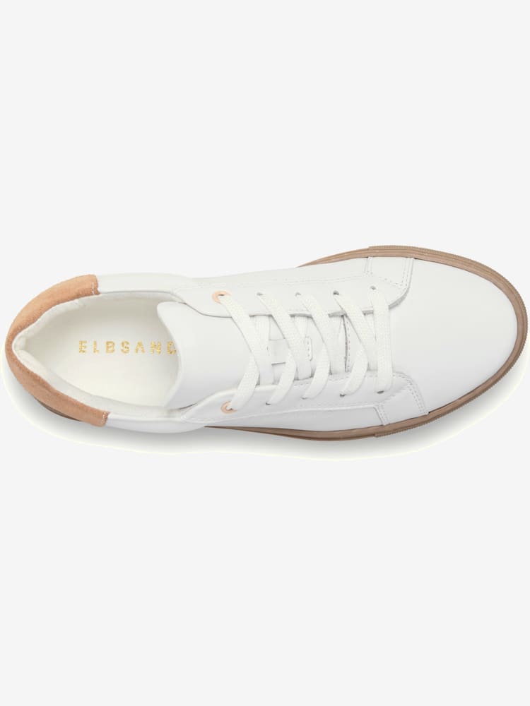 Baskets sneakers tendance en cuir de qualité pour plus de confort, blanc uni, taille 39, Elbsand - helline