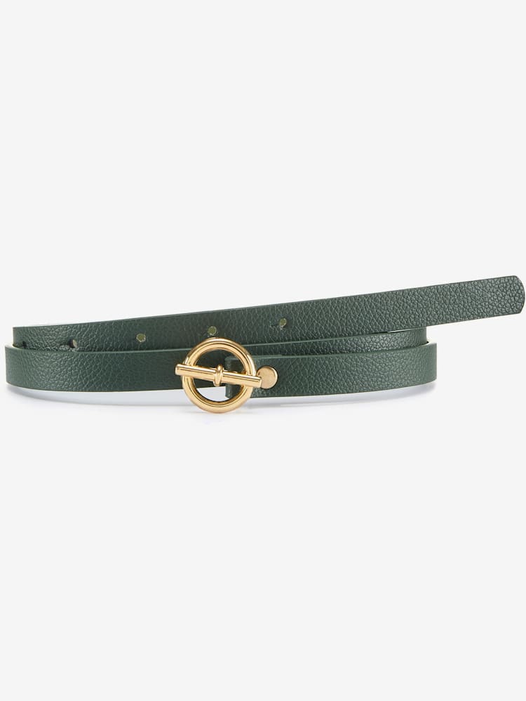 Ceinture hanches ceinture sobre avec fermoir en anneau couleur or et fermeture à épingle, couleur vert, taille 95, marque LASCANA - helline