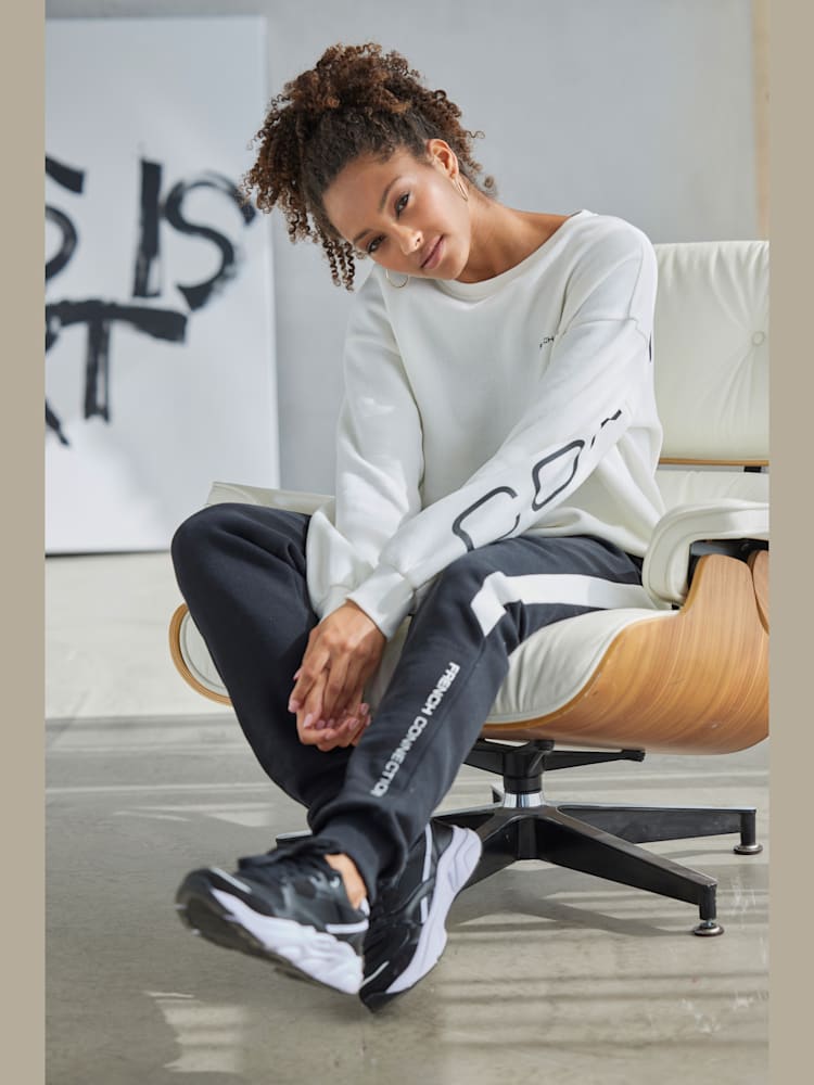 Sweatshirt avec logo imprimé, couleur couleur ivoire, taille 34/36, marque French Connection - helline