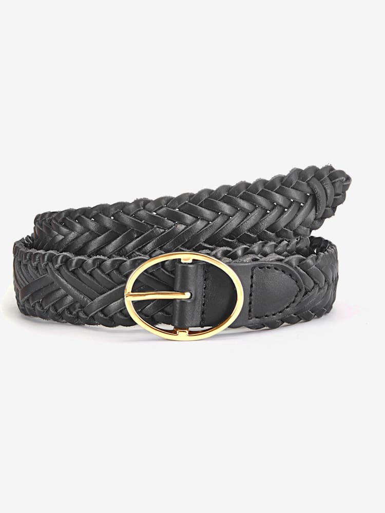 Ceinture en cuir forme personnalisée grâce à l'aspect tressé, couleur noir, taille 105, marque LASCANA - helline