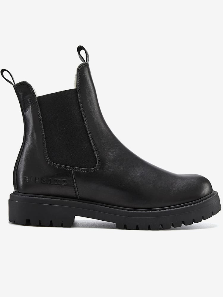 Bottines d'hiver en cuir de qualité avec doublure chaude toute douce, couleur noir, taille 40, marque Elbsand - helline