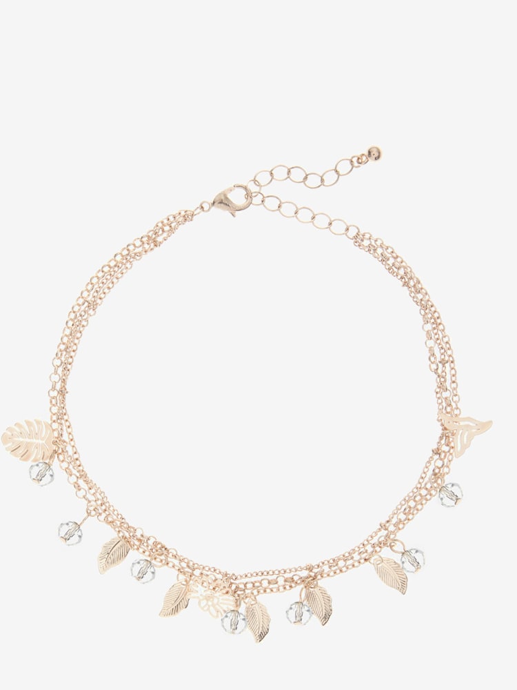 Chaîne de cheville avec petits pendentifs, couleur or, taille 0, LASCANA - helline