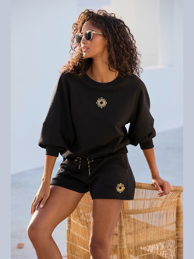 Sweatshirt à encolure ronde, couleur noir, taille 42/44, marque Buffalo - helline