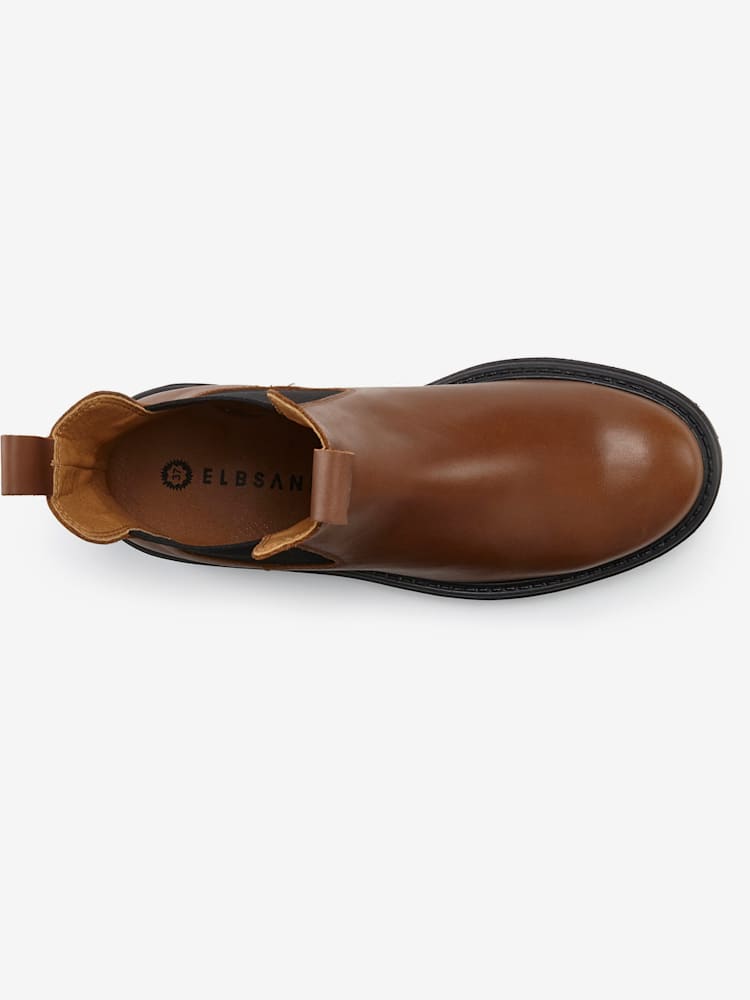 Bottines chelsea tendance en cuir de qualité, très confortables, couleur marron, taille 39, marque Elbsand - helline