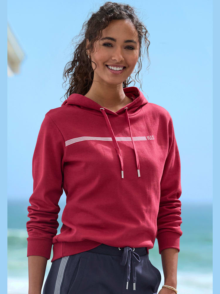 Sweatshirt lounge à capuche, couleur rouge, taille 48, marque H.I.S - helline