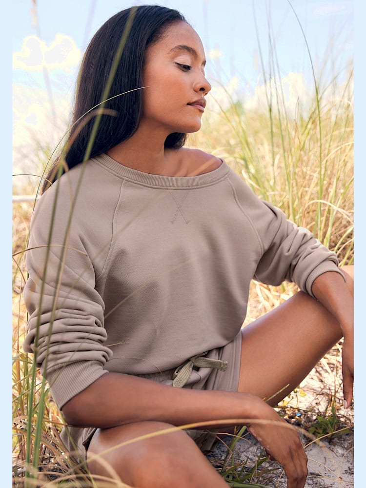 Sweatshirt d'intérieur structuré, couleur marron, taille 42/44, marque LASCANA - helline